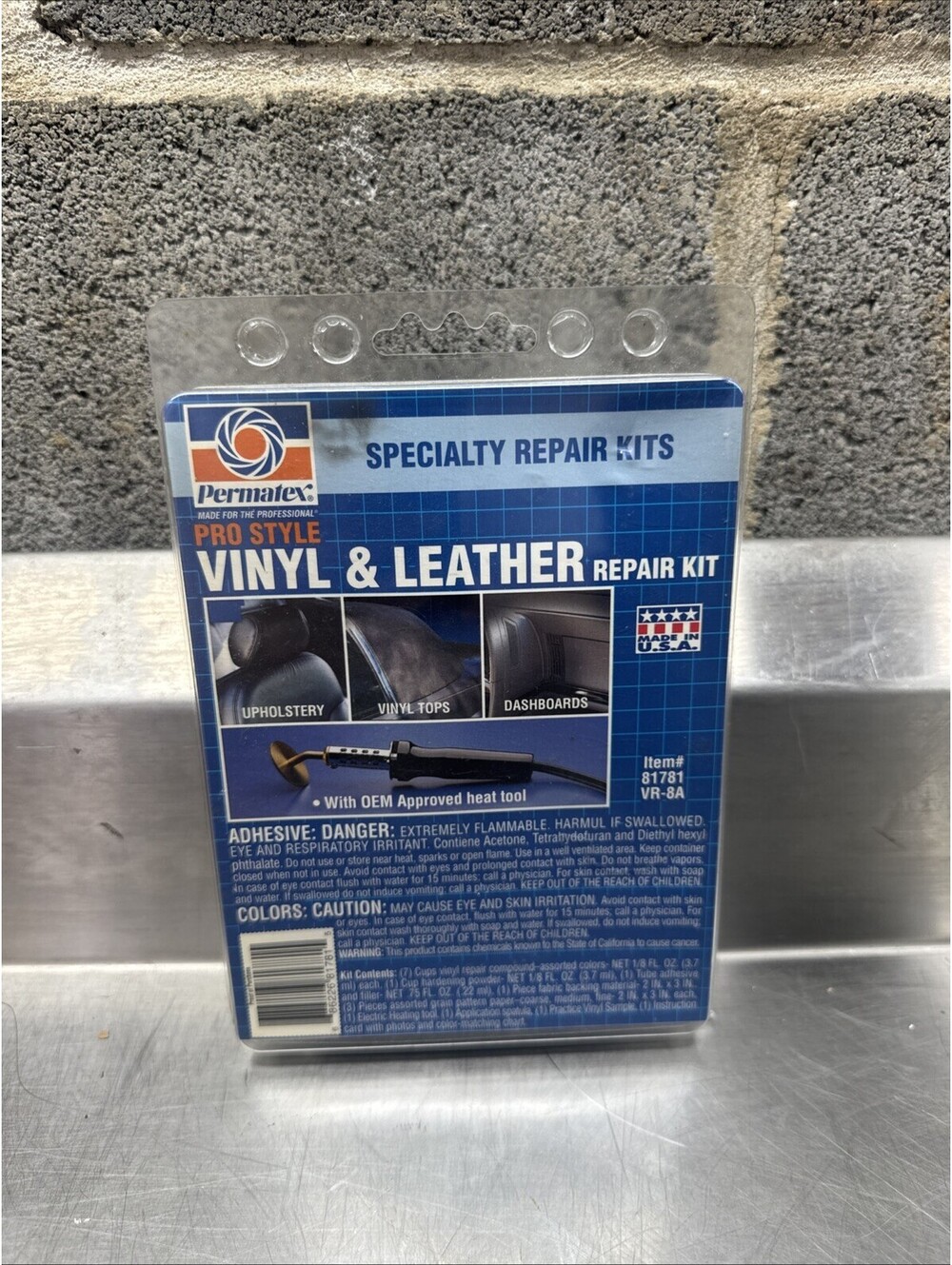 NIB Permatex 81781 VR-8A Pro Style Vinyl and Leather Repair Kit Professional